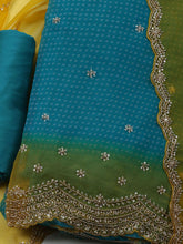 Embroidered Organza Unstitched Suit With Dupatta